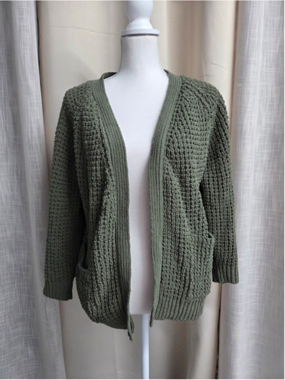 Poof Apparel Olive Knit Size S Cardigan Cabincore Autumnal Rustic